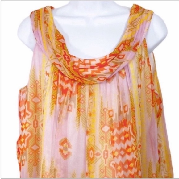 PASAMETES silk aztec sleeveless blouse top M - Picture 2 of 11